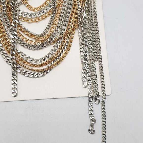 Zara Gold Silver Multi Chain Heavy Black Faux Leather Belt READ ME 4736/314/808 - Picture 5 of 7